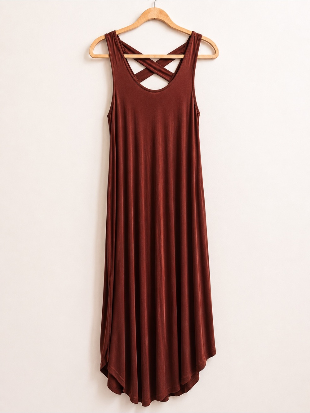 Mahina Sleeveless Crisscross Back Maxi Dress - Chocolate Brown